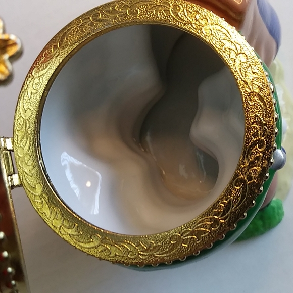 Santa Claus Christmas Trinket Box Golf Figurine Porcelain - Picture 9 of 16